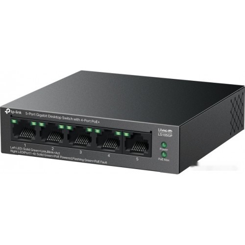 Коммутатор PoE+ GbE  5-портовый TP-Link LS105GP