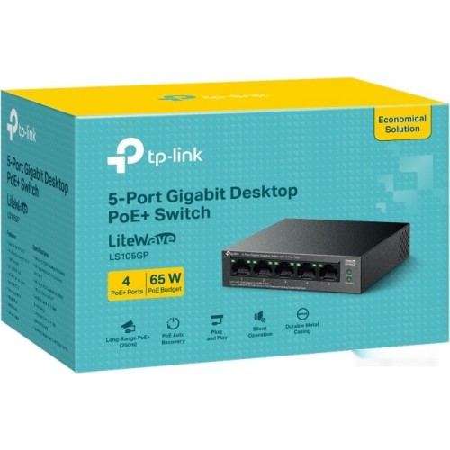 Коммутатор PoE+ GbE  5-портовый TP-Link LS105GP