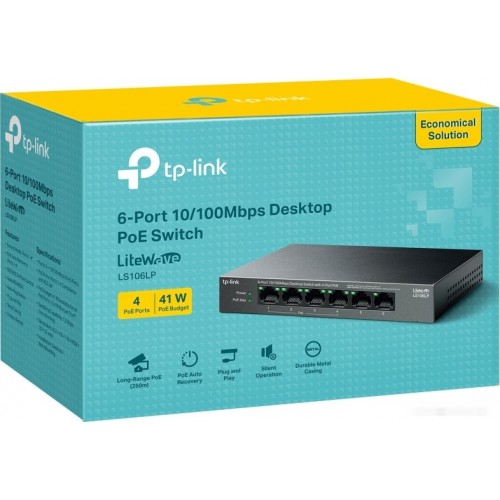 Коммутатор PoE+  6-портовый  TP-Link LS106LP