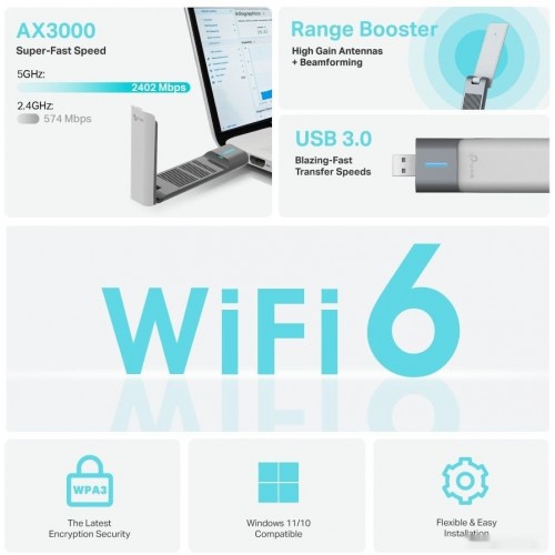 Сетевой адаптер беспроводной USB AX3000 Tp-Link Archer TX50UH