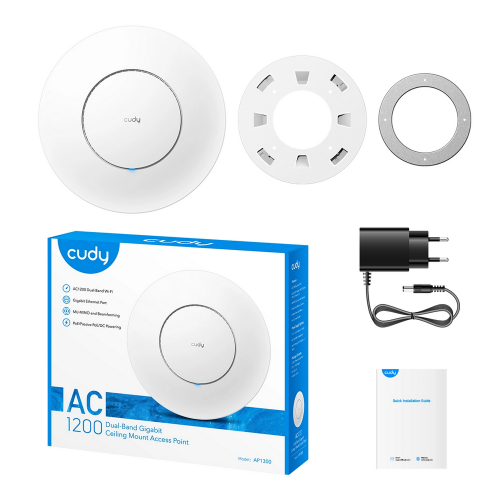 Точка доступа настенная/потолочная CUDY AP1300 <AC1200 Dual Band Gigabit Ceiling Mount Access>