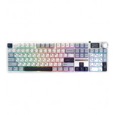 Клавиатура USB, Aula F108 Pro синий+белый+черный фиолетовый, KeyBoard Bluetooth, Reaper switch, 104 keys, EN/RU/KZ BT/2.4 GHz B+W+B Purple