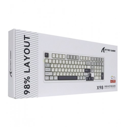Клавиатура USB, Attack Shark X98, Белый, KeyBoard Linear Strawberry switch, 102 keys, 2,4/BT/cable, Starlight white