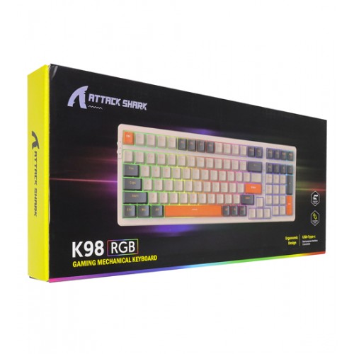 Клавиатура USB, Attack Shark K98, белый, KeyBoard Banana switch, 100 keys, 2,4/BT/cable, Navy