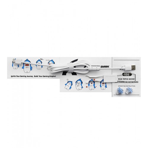 Клавиатура USB, Attack Shark K86, сииний, KeyBoard Linear Blue Whale switch, 86 keys, 2,4/BT/cable, Blue