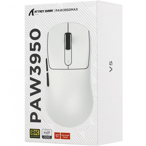 Мышь ATTACK SHARK V5 White, белый, Mouse Optical 42000 dpi, BT/2.4GHz/USB, White