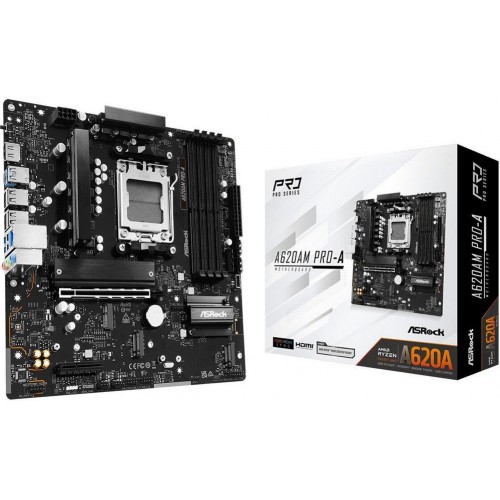 Материнская плата ASRock A620AM PRO-A AM5 4xDDR5 2xSATA3 RAID 3xM.2 Type-C HDMI mATX