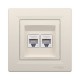 Розетка двойная компьютерная SE EPH4800123 Asfora RJ45 кат. 6 в сборе кремовый