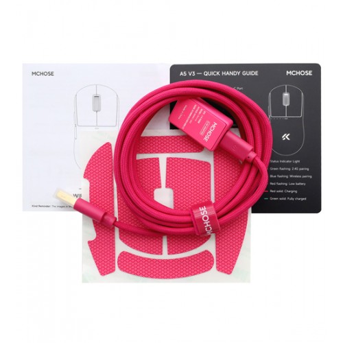Мышь MCHOSE A5 V3 Ultra Lightweight, Rose Red, Mouse MC-A5V3-1, Wireless, BT, USB