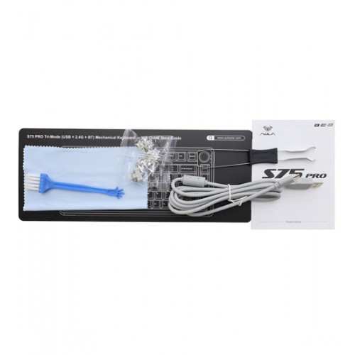 Клавиатура USB, Aula S75 Pro Light Синий+белый+черный+пурпурный, KeyBoard Bluetooth, BT/2.4 GHz/80 keys, EN, Blue+White+Black+Purple