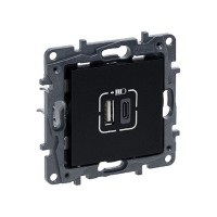 Розетка USB Niloe Step Тип А+C 12Вт+15Вт 5В Чёрный new
