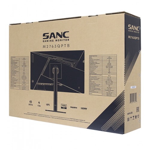 Монитор Sanc M2763QPTB, LCD 27" 2560x1440 IPS (LED) 200Hz, 1ms, 300 cd/m2, 1000:1, 2DP/2HDMI