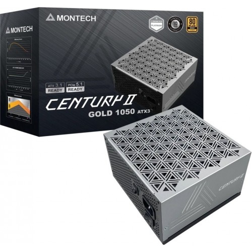 Блок питания Montech 1050W, CENTURY II 1050W, Full Modular, 80+ GOLD, КПД 90%, Fan 135mm, Серебро
