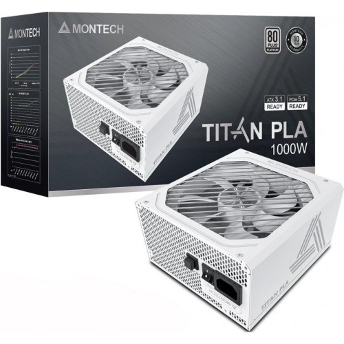 Блок питания Montech 1000W, TITAN PLA 1000W, Full Modular, 80+ PLATINUM, КПД 90%, Fan 135mm, Белый