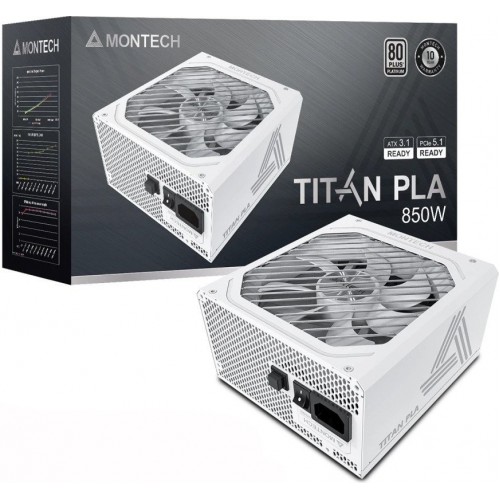 Блок питания Montech  850W, TITAN PLA 850W, Full Modular, 80+ PLATINUM, КПД 90%, Fan 135mm, Белый