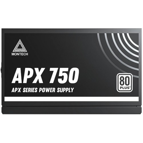 Блок питания Montech  750W, APX 750W, Non Modular, ATX, 80+ WHITE, КПД 90%, Fan 120mm, Черный