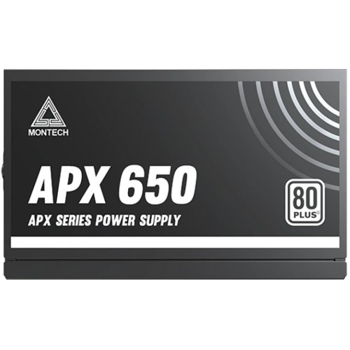 Блок питания Montech  650W, APX 650W, Non Modular, ATX, 80+ WHITE, КПД 90%, Fan 120mm, Черный
