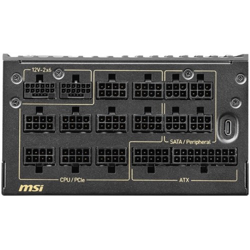 Блок питания MSI 1600W, MEG Ai1600T PCIE5, Full Modular, ATX, 80+ TITANIUM, >94%, Fan 135mm, Черный