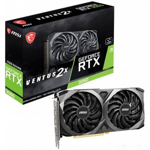 Видеокарта MSI GeForce RTX 3060 VENTUS 2X 12G, 12G GDDR6 192-bit HDMI 3xDP RTX 3060 VENTUS 2X 12G