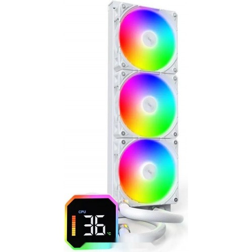 Водяное охлаждение для CPU Montech HyperFlow Digital 360 (W) TDP 350W 3x120 115x-1851/AM3-AM5 White