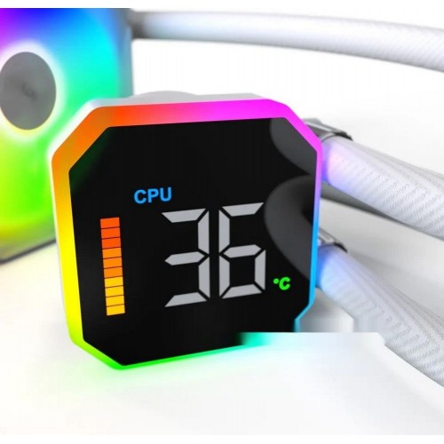 Водяное охлаждение для CPU Montech HyperFlow Digital 360 (W) TDP 350W 3x120 115x-1851/AM3-AM5 White