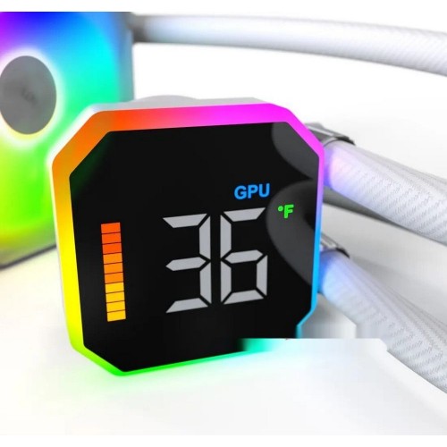 Водяное охлаждение для CPU Montech HyperFlow Digital 360 (W) TDP 350W 3x120 115x-1851/AM3-AM5 White