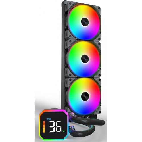 Водяное охлаждение для CPU Montech HyperFlow Digital 360 (B) TDP 350W 3x120 115x-1851/AM3-AM5 Black