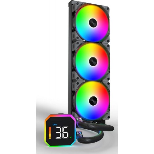 Водяное охлаждение для CPU Montech HyperFlow Digital 360 (B) TDP 350W 3x120 115x-1851/AM3-AM5 Black