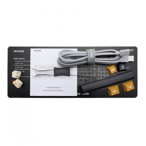 Клавиатура USB, MCHOSE UT98-3 , коричгевый-серый, KeyBoard Bluetooth, Icy Creamsicke Switch, BT/wireless mechanical, Brown-Grey