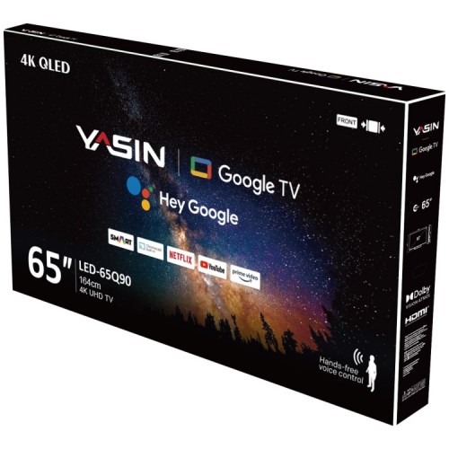 Телевизор 65", Yasin 65Q90, QLED 4K, Smart, Google TV, голосовое управление