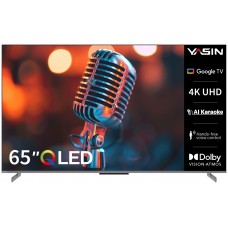 Телевизор 65", Yasin 65Q10PRO, QLED 4K, Smart, Google TV, голосовое управление, караоке