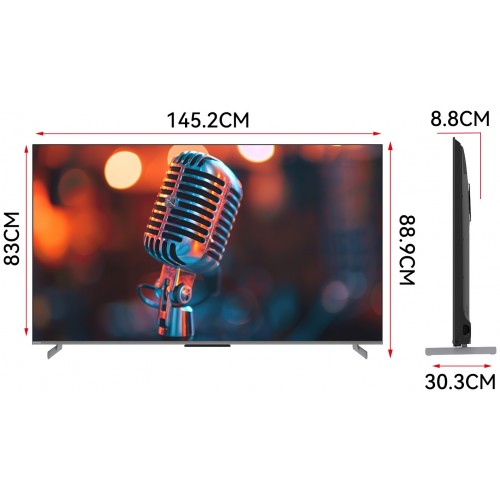 Телевизор 65", Yasin 65Q10PRO, QLED 4K, Smart, Google TV, голосовое управление, караоке