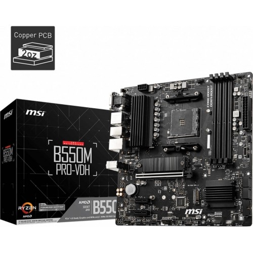 Материнская плата MSI B550M PRO-VDH AM4 4xDDR4 4xSATA3 2xM.2 VGA HDMI DP mATX