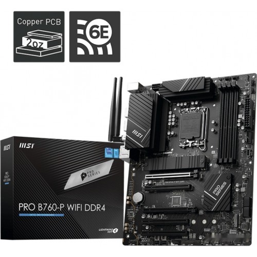 Материнская плата MSI PRO B760-P WIFI DDR4 LGA1700 4xDDR4 4xSATA3 RAID 2xM.2 HDMI DP ATX