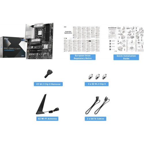 Материнская плата MSI PRO Z890-S WIFI6E LGA1851 4xDDR5 4xSATA3 RAID 3xM.2 HDMI DP Type-C ATX