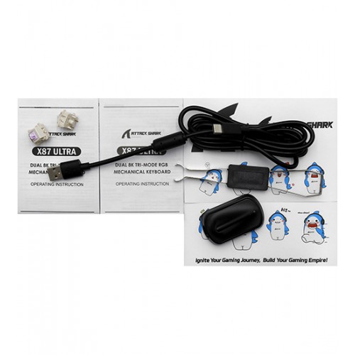 Клавиатура USB, Attack Shark X87 Ultra Shadow Megalodon, черный, KeyBoard switch, 87 keys, 2,4/BT/cable