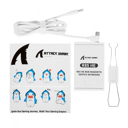 Клавиатура USB, Attack Shark R85 HE Wite Contour, Белый, KeyBoard Magnetic Purple switch, EN/RU/KZ, cable, WH