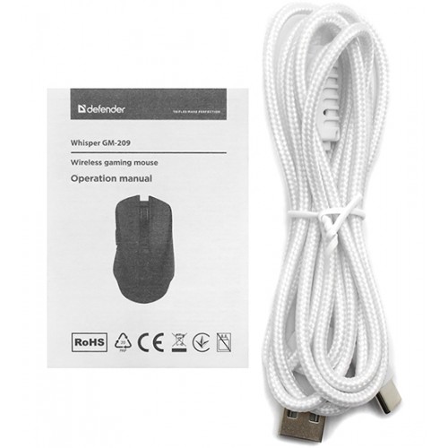 Мышь Defender Whisper GM-209, Черный, Mouse USB,White (52208)