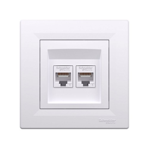 Розетка двойная компьютерная SE EPH4800121 Asfora RJ45 кат. 6 в сборе белый