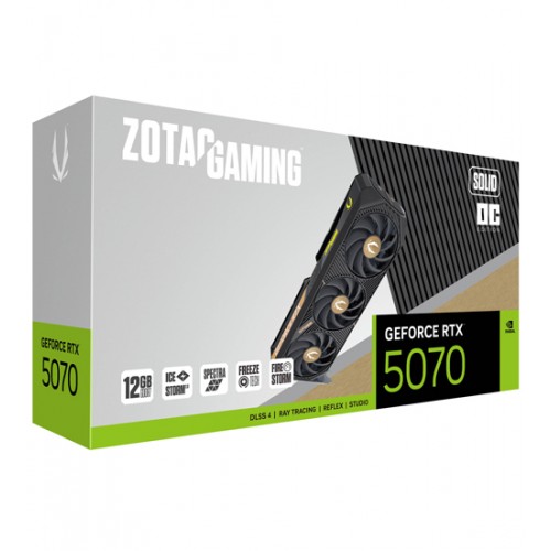 Видеокарта ZOTAC RTX 5070 SOLID OC, 12 GB, GPU NVIDIA,, HDMI/3DP, GDDR7/192-bit, [ZT-B50700J-10P]