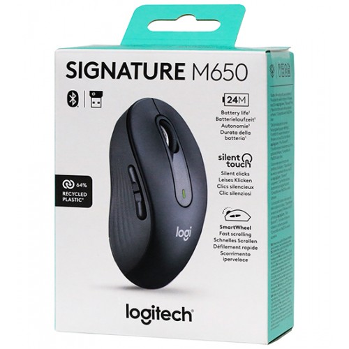 Мышь Logitech Signature M650 Wireless [910-006253], BT/USB, graphite, Mouse optical, 1AA, [910-006253]