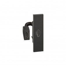 Розетка HDMI Bticino K4284P Living Now с накладкой на 1 модуль Чёрный