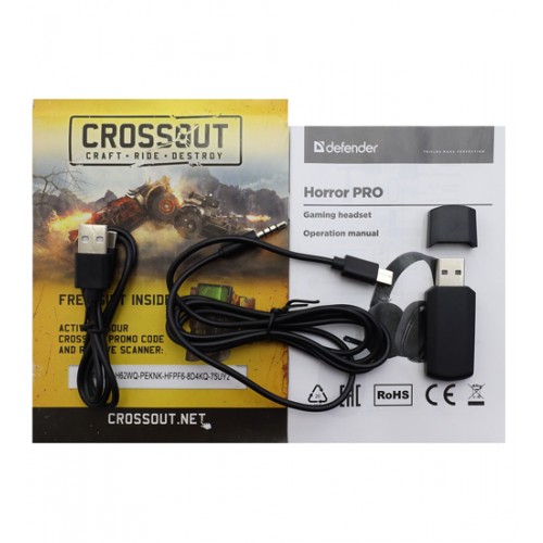 Гарнитура Defender Horror PRO, Garnitura BT/2.4G, 20-20000Hz, 109dB,32 ohm (62650), Black