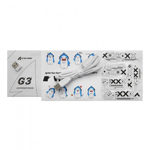 Мышь ATTACK SHARK G3 White, Белый, Mouse Optical 25000 dpi, BT/2.4GHz/USB, White