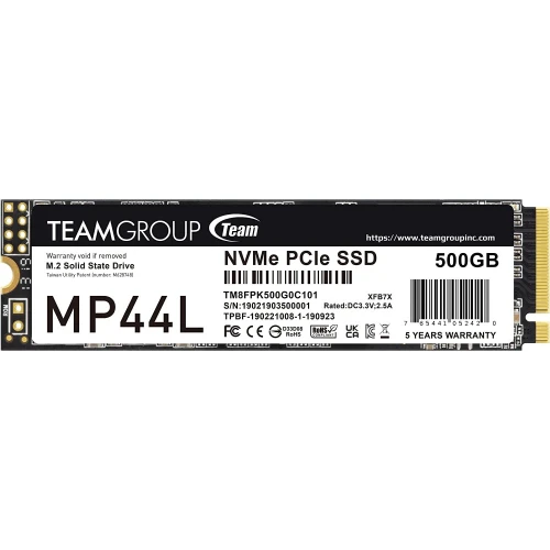 Твердотельный накопитель  500GB SSD TeamGroup MP44L PCIe 4.0 R5000Mb/s, W2500MB/s TM8FPK500G0C101