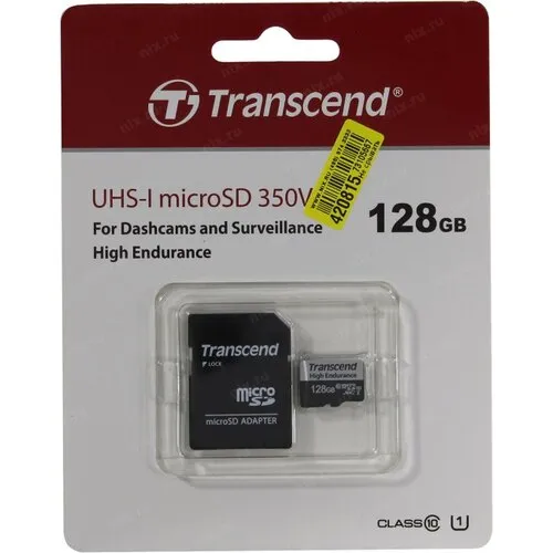 Карта памяти MicroSD 128GB Class 10 U1 Transcend TS128GUSD350V