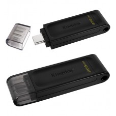USB Флешка Kingston 256 GB, Data Traveler 70, USB 3.2, Type-C, Black, DT70/256GB