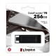 USB Флешка Kingston 256 GB, Data Traveler 70, USB 3.2, Type-C, Black, DT70/256GB