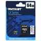 Карта памяти microSDXC  64GB, Patriot LX Series PSF64GMCSDXC10, Class 10, UHS-I, + adapter SD