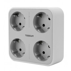 Сетевой фильтр + зарядка Tessan TS-302-DE, 4 розетки, 16A, 3 USB 2.4A max, switch, grey